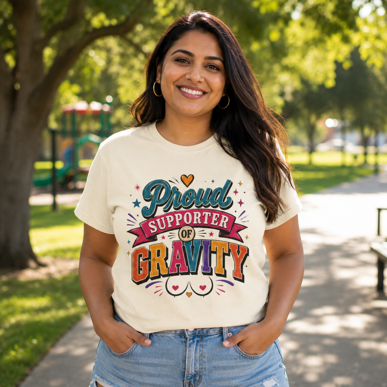 T-Shirt — Proud Supporter of Gravity Colorful Graphic Tee
