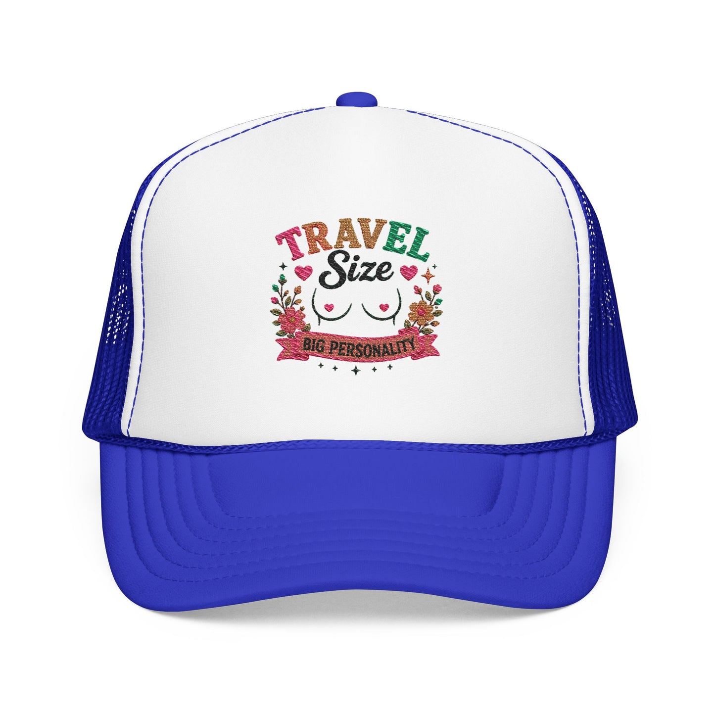 Travel Cat Floral Patch Foam Trucker Hat | Cute Kawaii Cat, Adventure Badge
