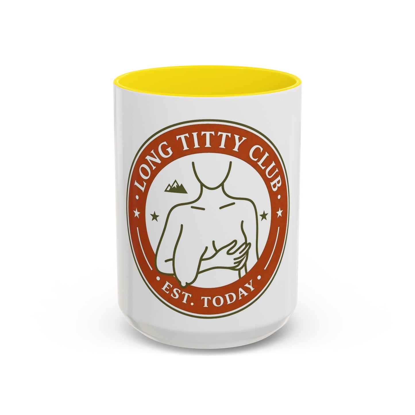 Long Titty Club Accent Coffee Mug — Funny Novelty 11/15oz Tea & Coffee Cup