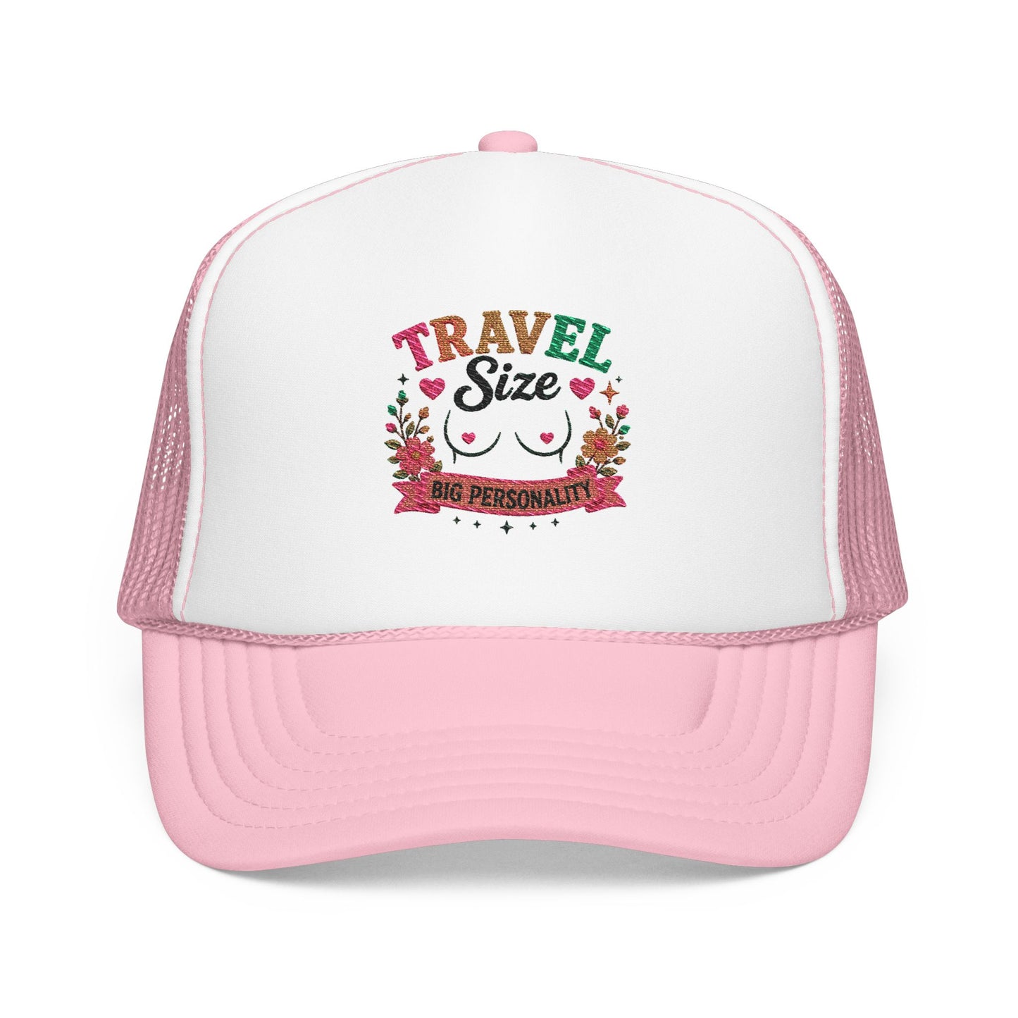 Travel Cat Floral Patch Foam Trucker Hat | Cute Kawaii Cat, Adventure Badge