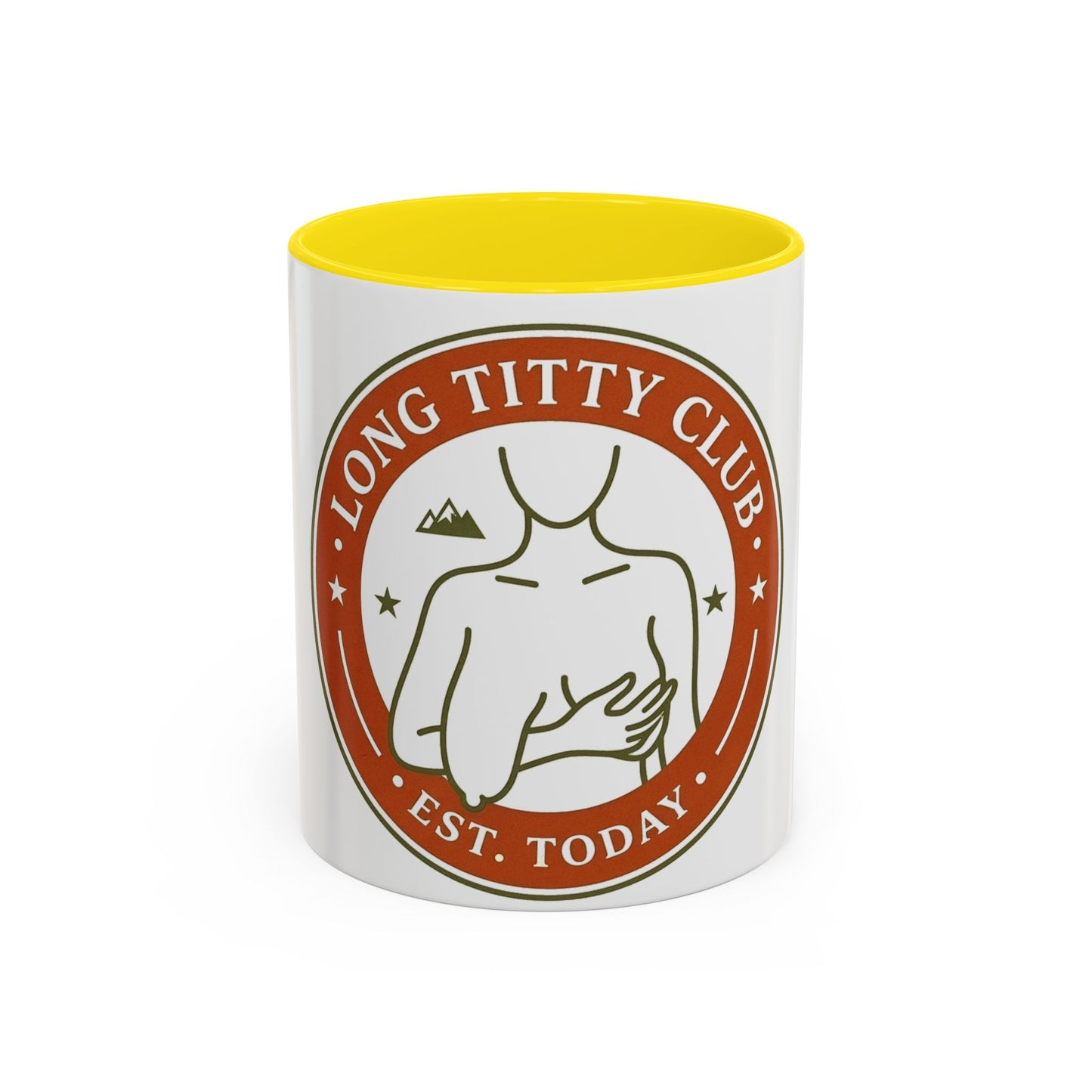 Long Titty Club Accent Coffee Mug — Funny Novelty 11/15oz Tea & Coffee Cup