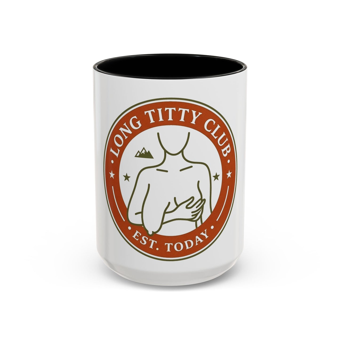 Long Titty Club Accent Coffee Mug — Funny Novelty 11/15oz Tea & Coffee Cup