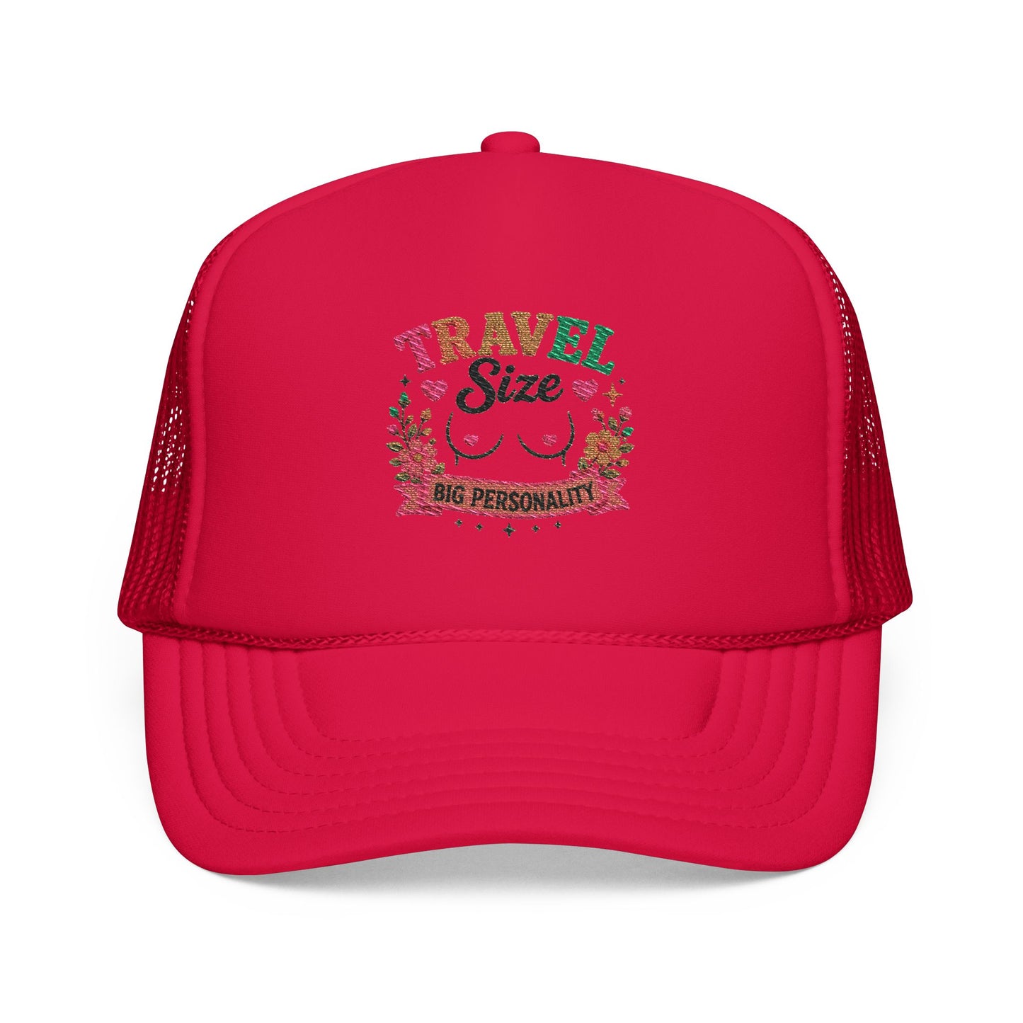 Travel Cat Floral Patch Foam Trucker Hat | Cute Kawaii Cat, Adventure Badge