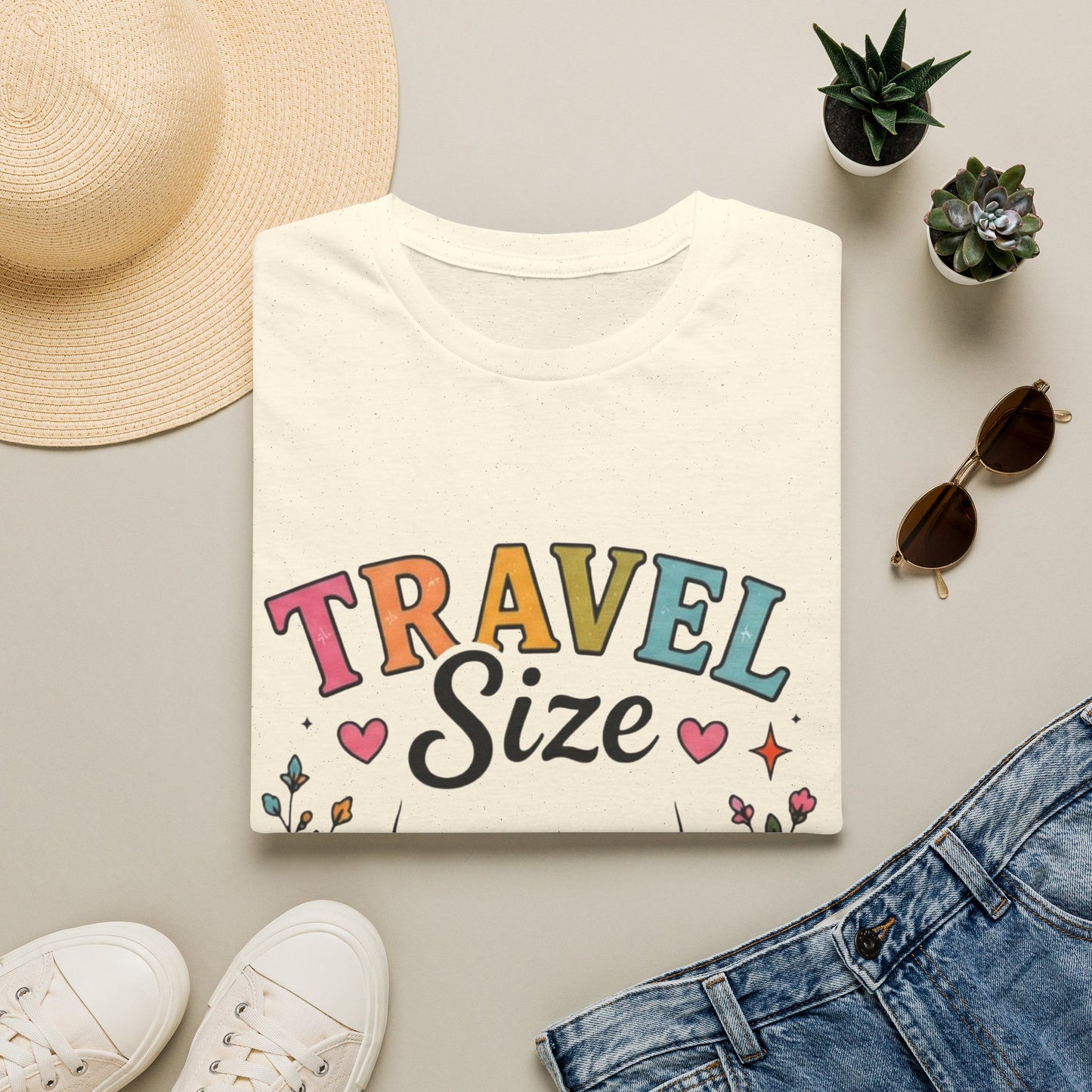 Travel Size Tee | Cute Retro Typography, Floral Boho Bust Illustration