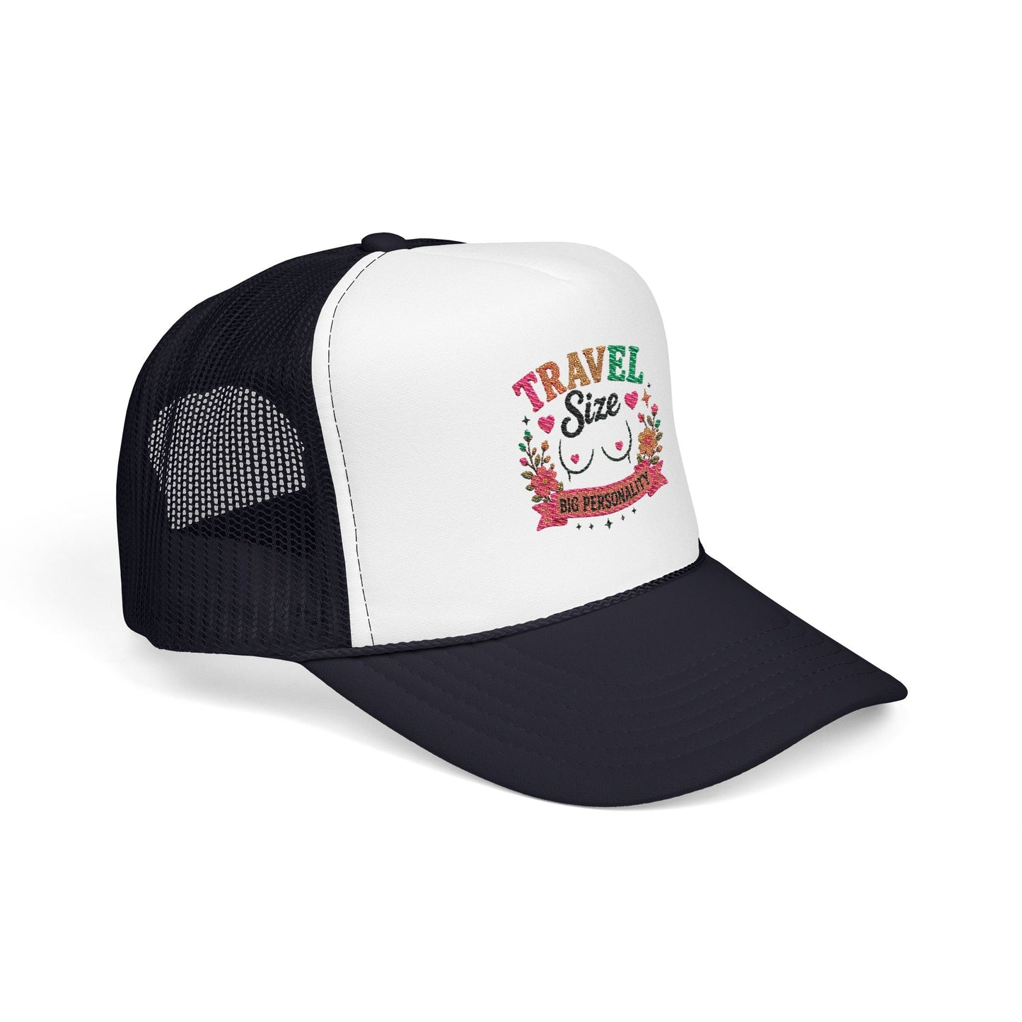 Travel Cat Floral Patch Foam Trucker Hat | Cute Kawaii Cat, Adventure Badge