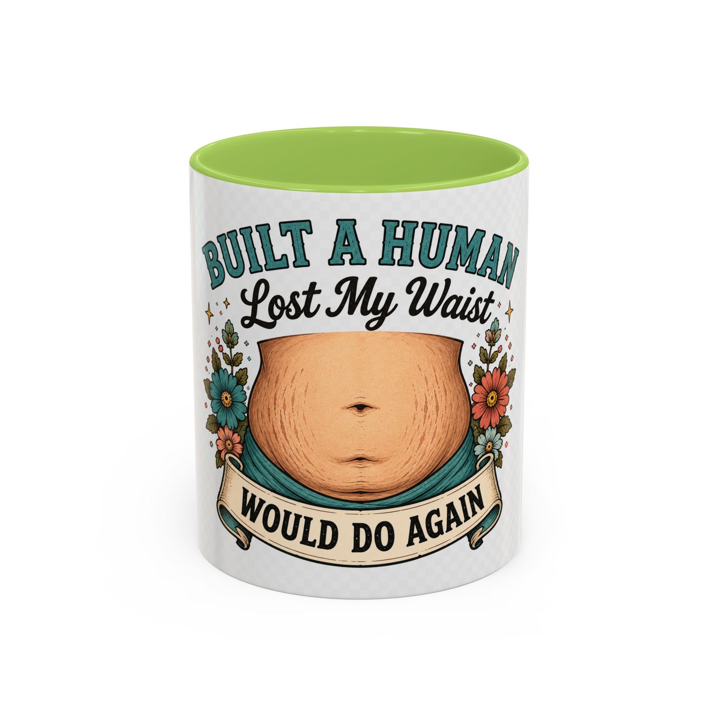 Built a Human Lost My Waist Coffee Mug — Funny Postpartum Mom Gift (11/15oz)
