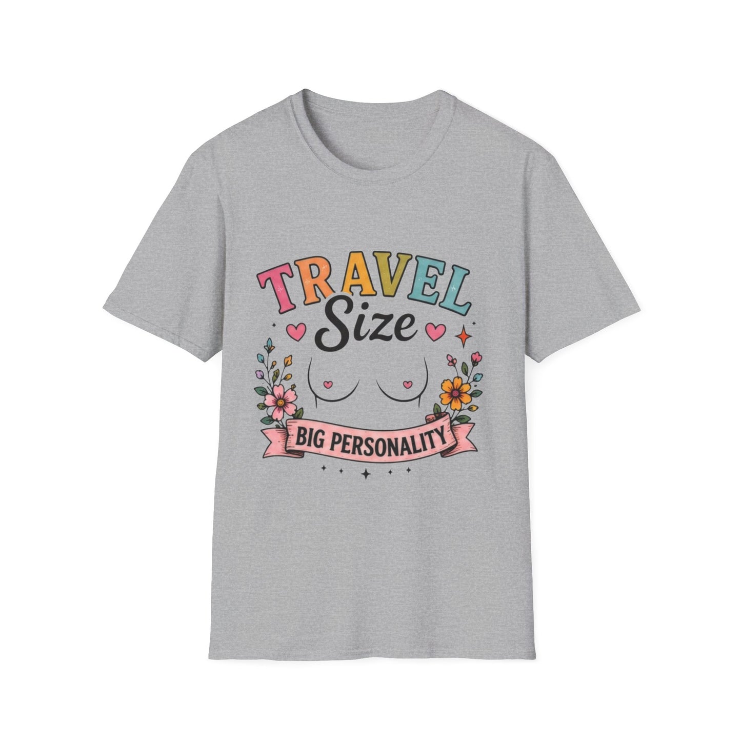 Travel Size Tee | Cute Retro Typography, Floral Boho Bust Illustration