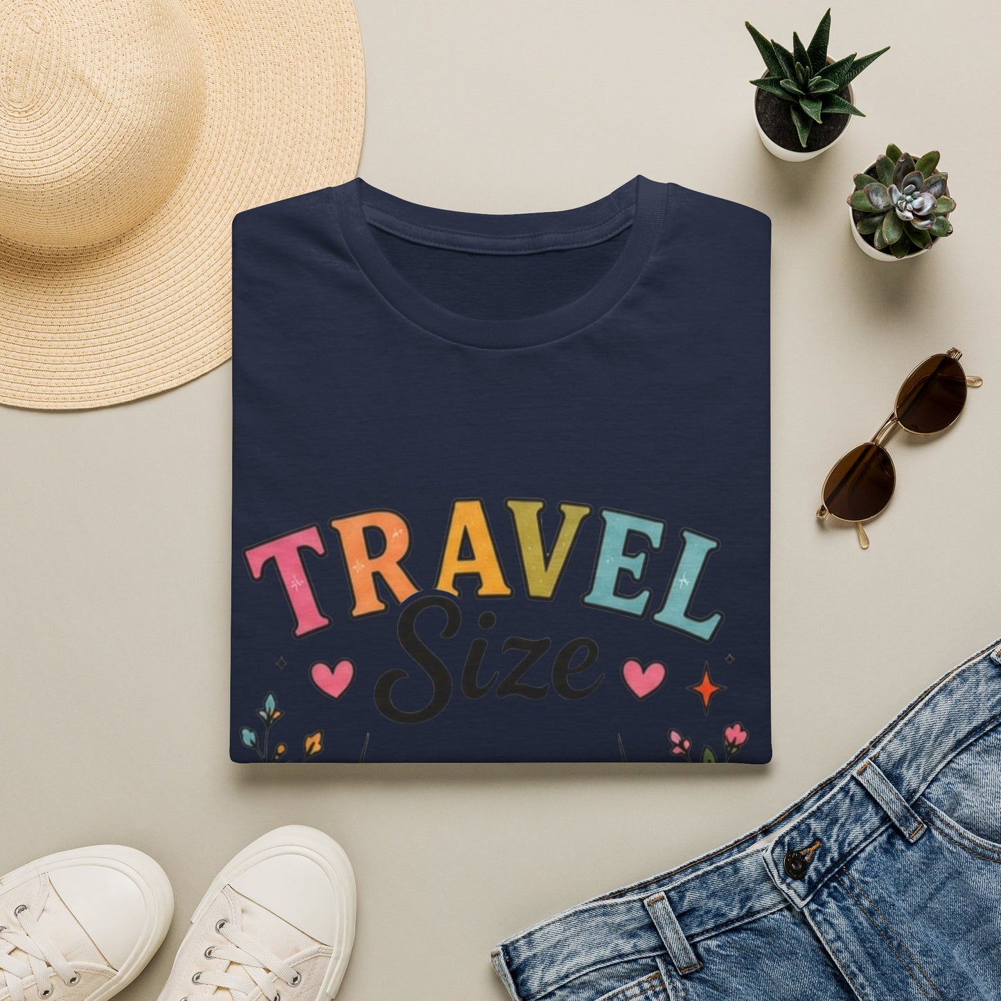 Travel Size Tee | Cute Retro Typography, Floral Boho Bust Illustration