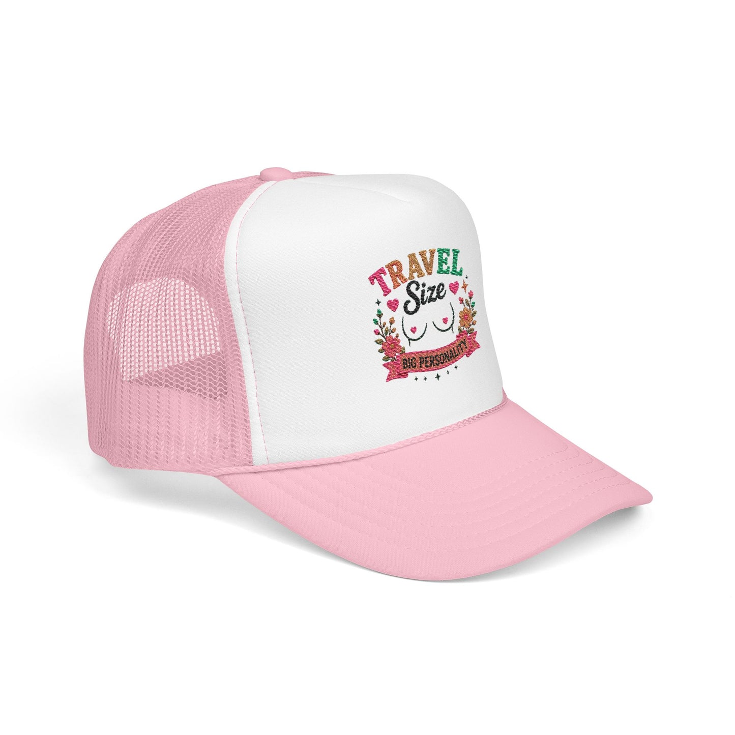 Travel Cat Floral Patch Foam Trucker Hat | Cute Kawaii Cat, Adventure Badge