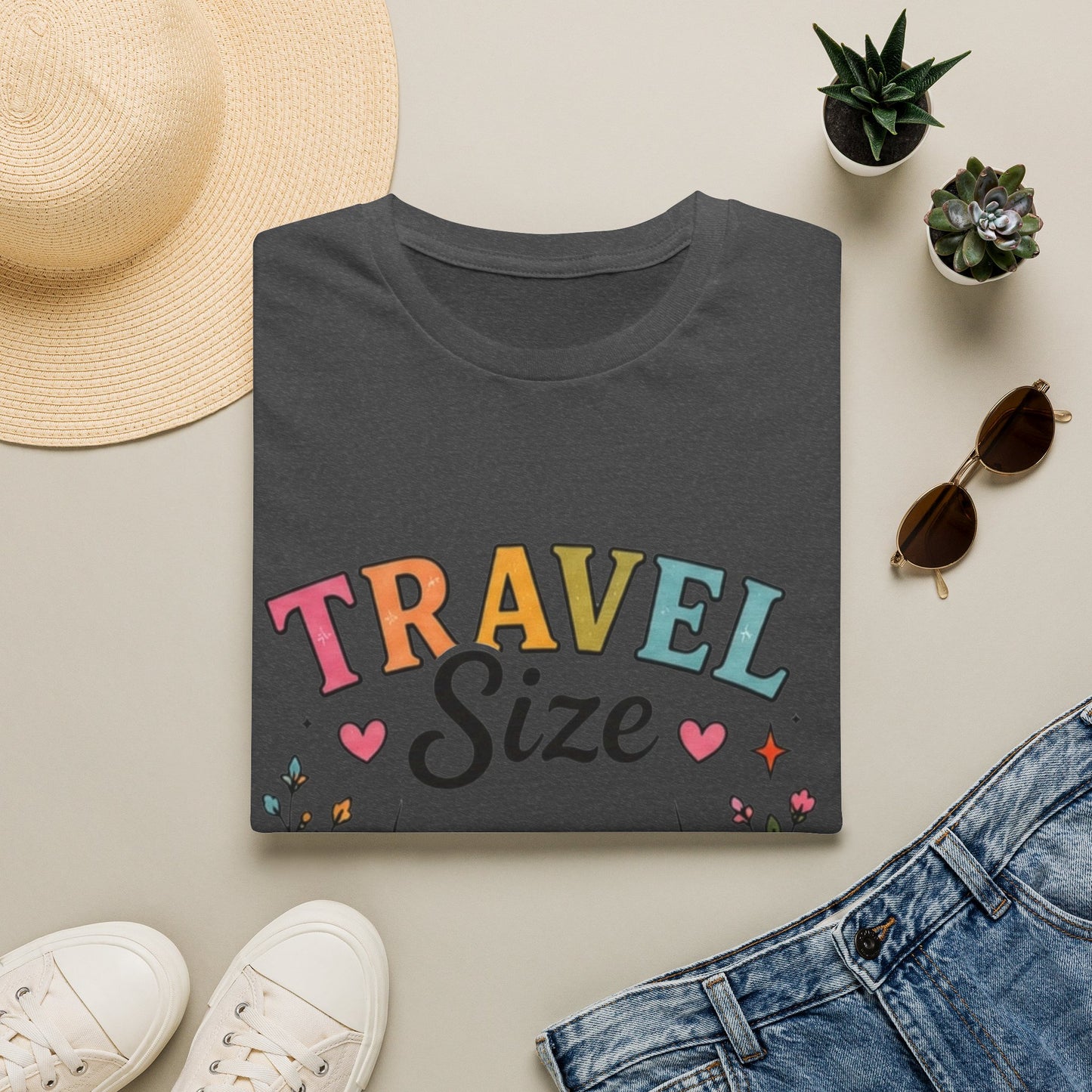 Travel Size Tee | Cute Retro Typography, Floral Boho Bust Illustration