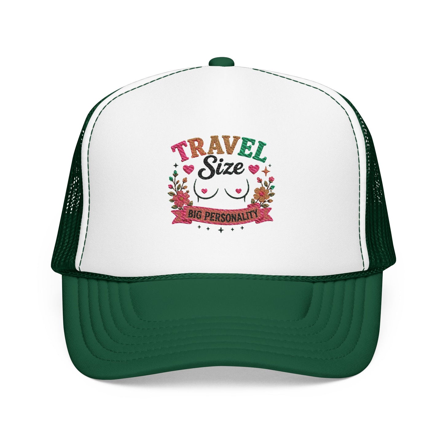 Travel Cat Floral Patch Foam Trucker Hat | Cute Kawaii Cat, Adventure Badge