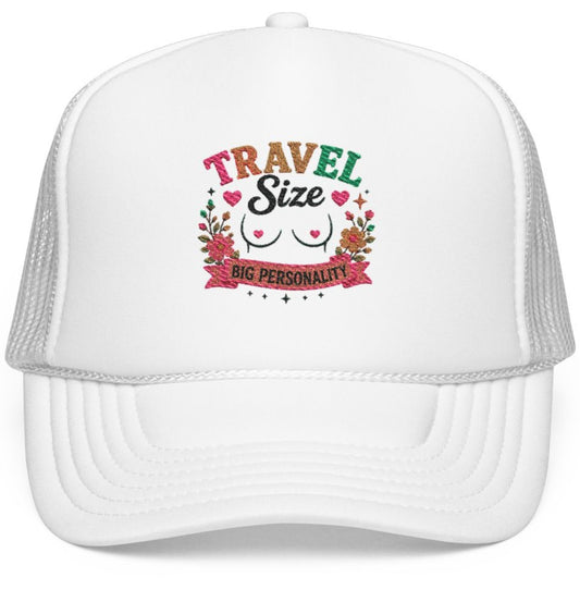 Travel Cat Floral Patch Foam Trucker Hat | Cute Kawaii Cat, Adventure Badge