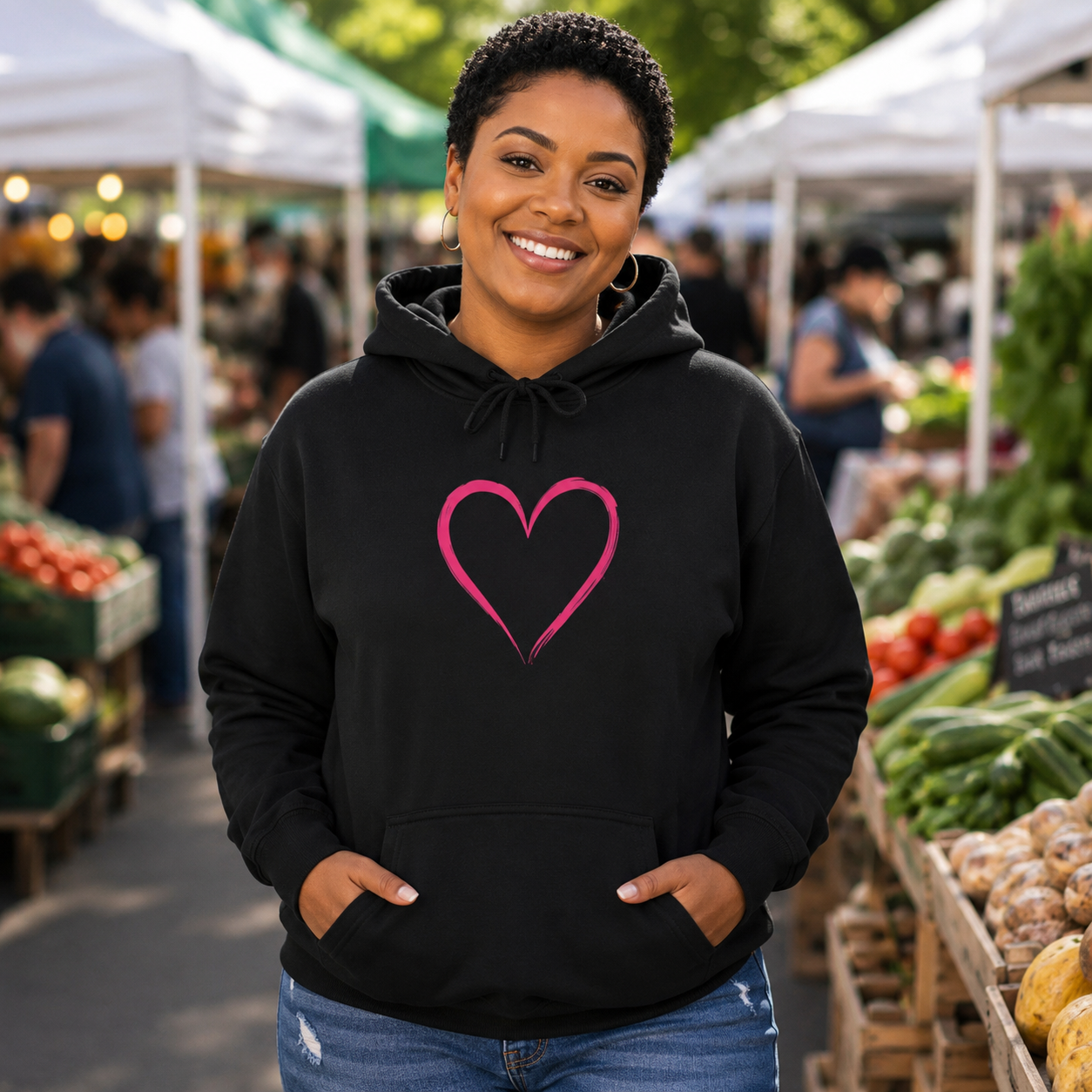 Supporter of Gravity Hoodie — Cute Heart Graphic Back Print