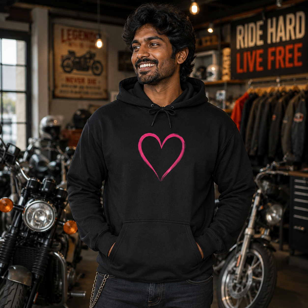 Heart Chest & 'Long Titty Lover' Backprint Hoodie — Playful Valentine Sweatshirt