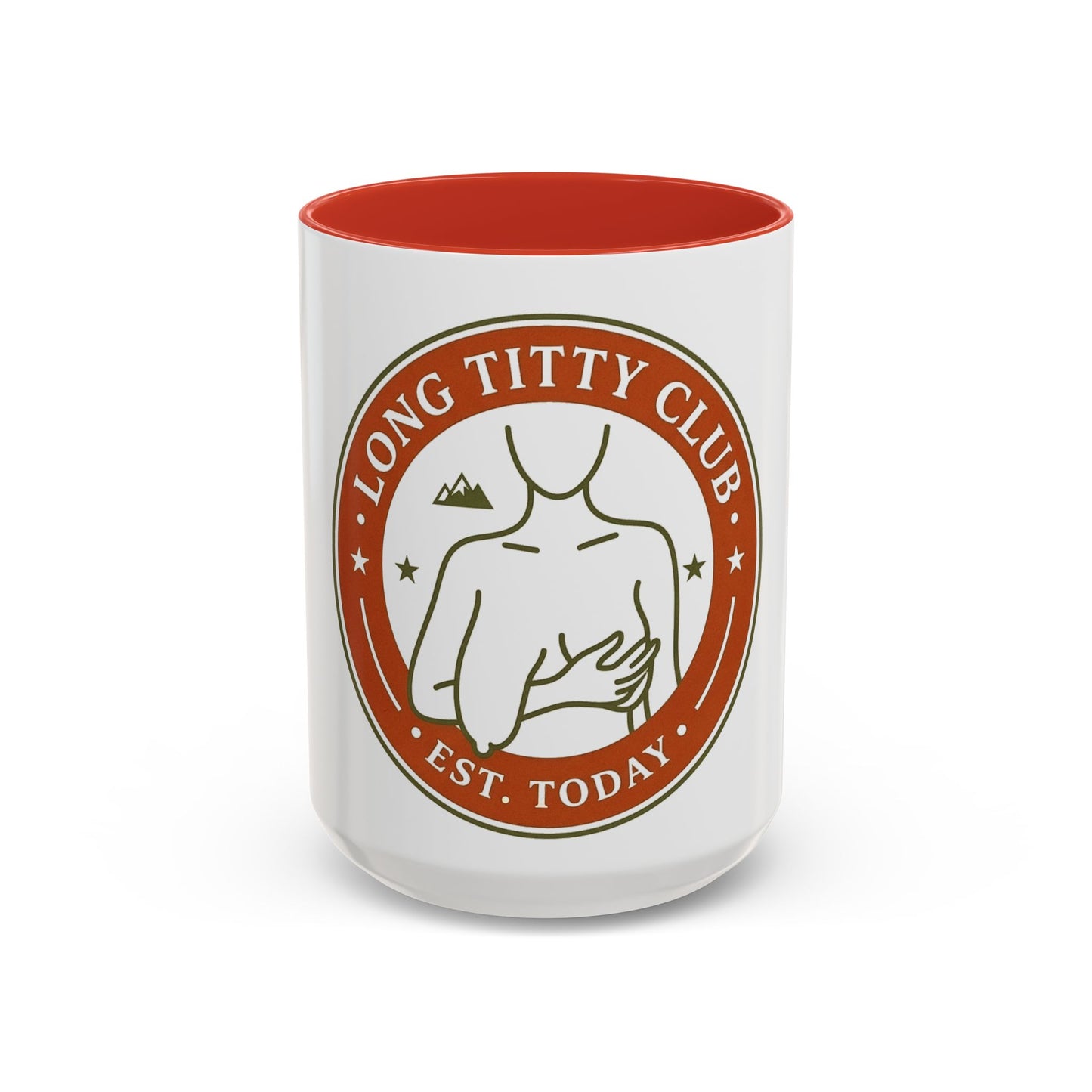 Long Titty Club Accent Coffee Mug — Funny Novelty 11/15oz Tea & Coffee Cup