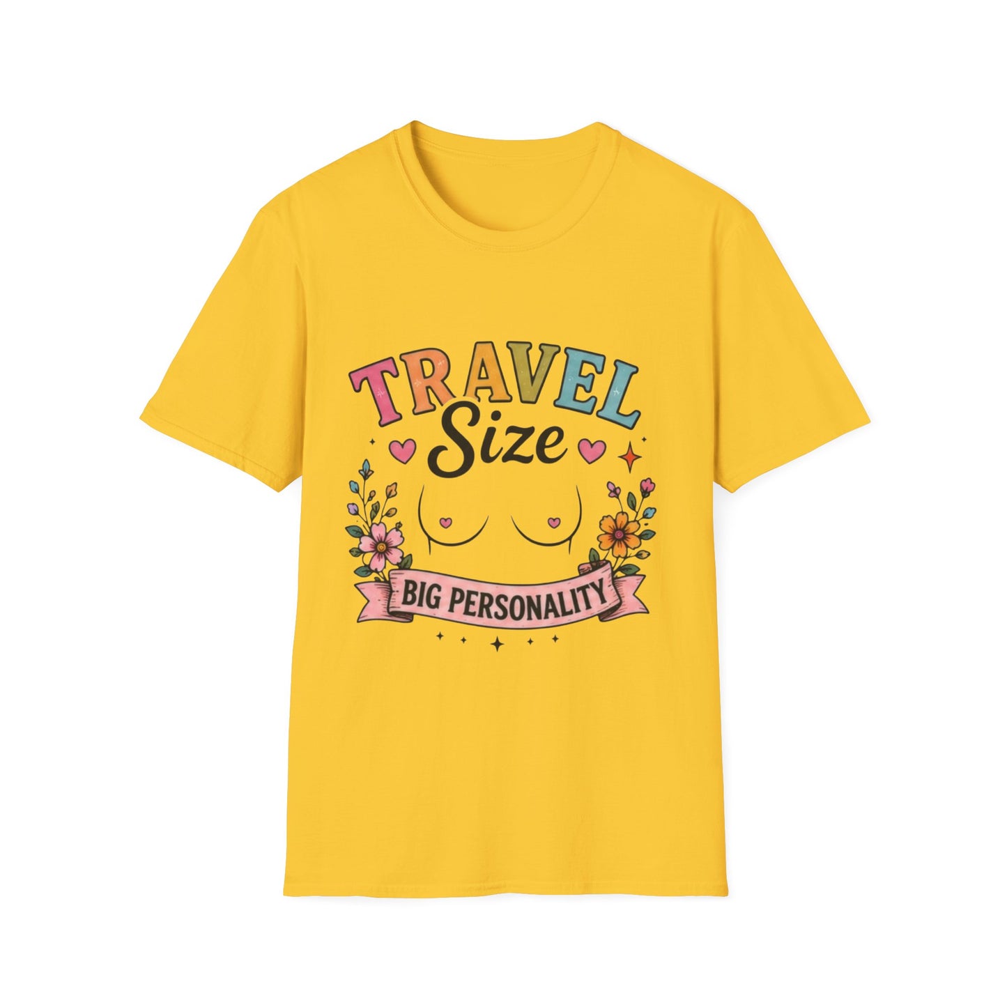 Travel Size Tee | Cute Retro Typography, Floral Boho Bust Illustration