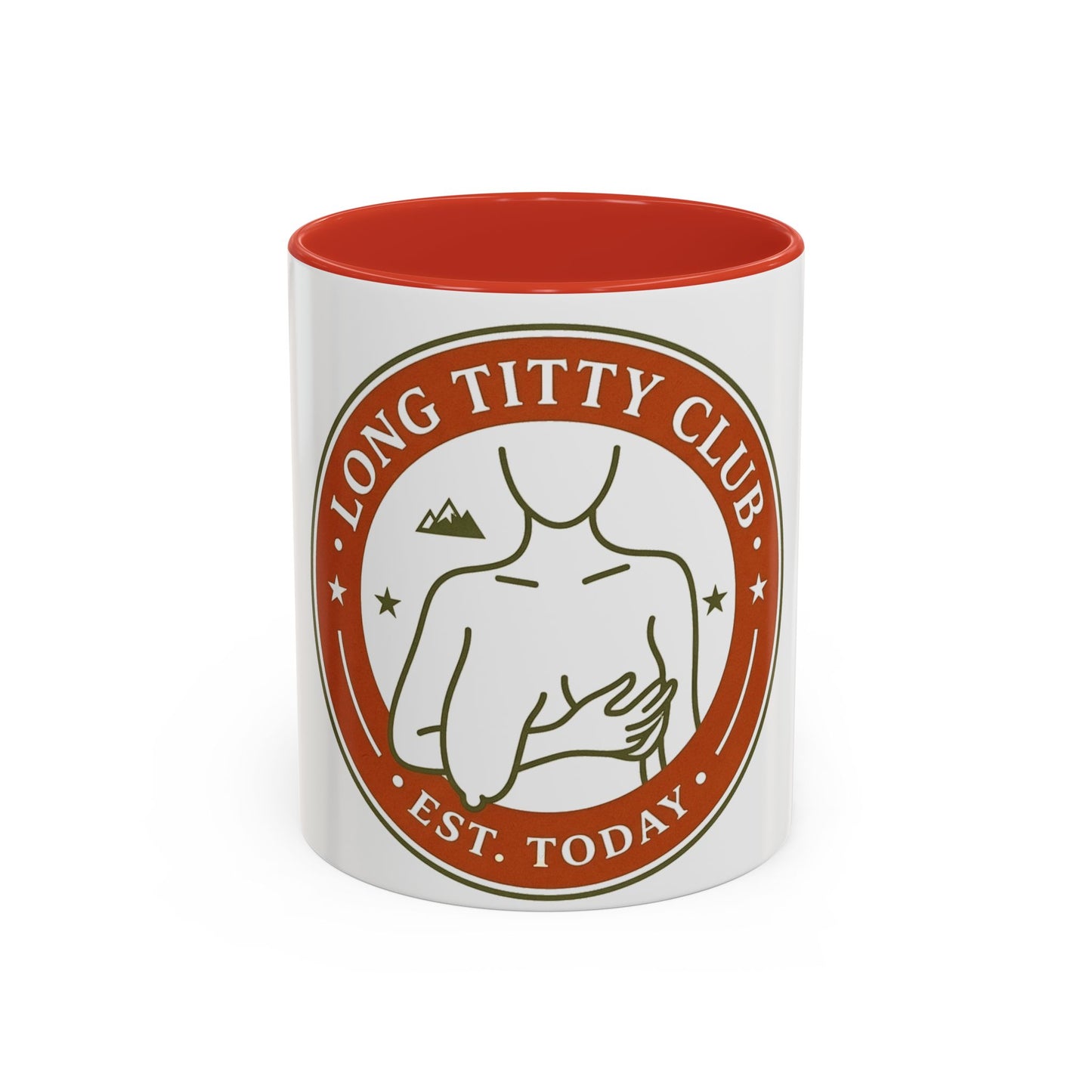 Long Titty Club Accent Coffee Mug — Funny Novelty 11/15oz Tea & Coffee Cup