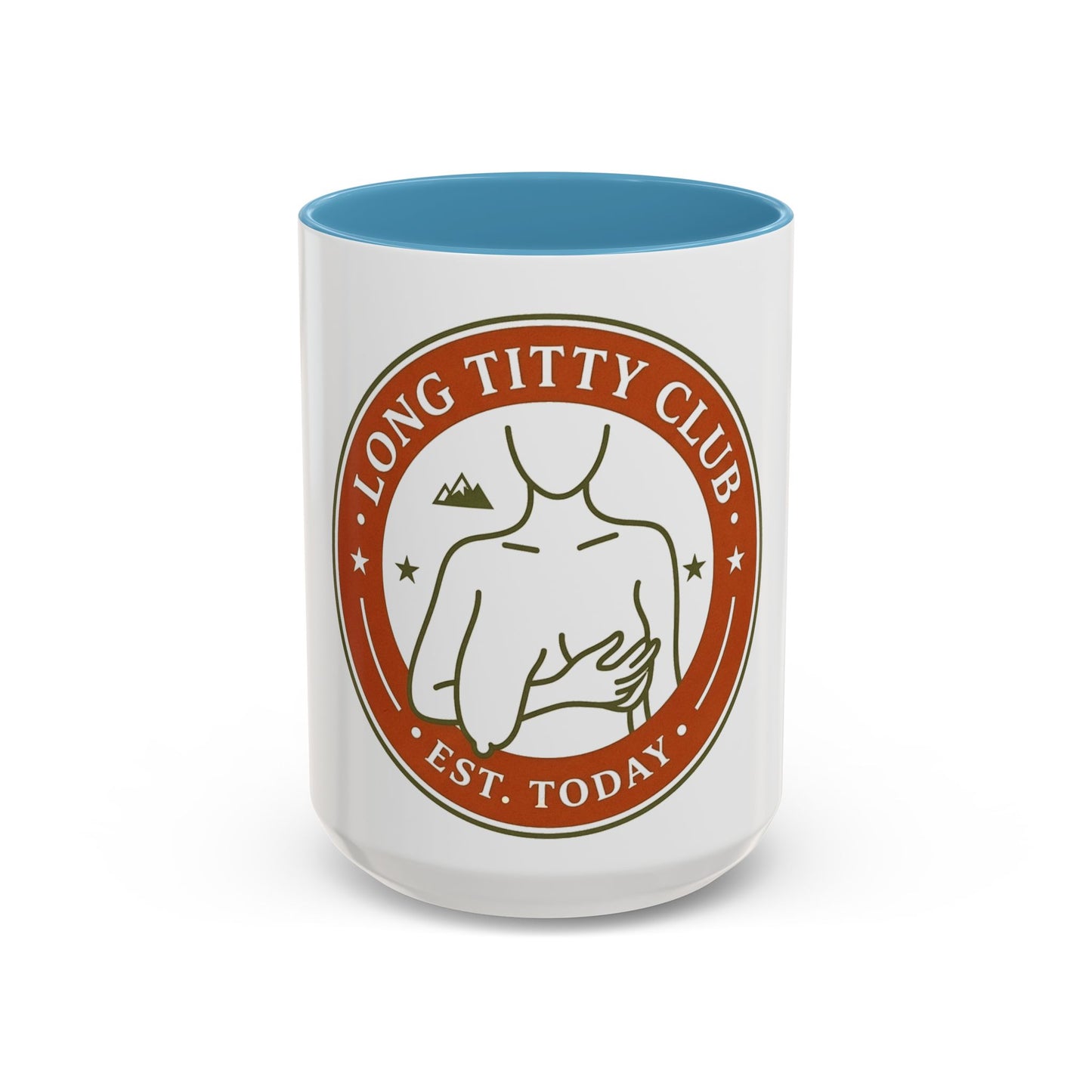 Long Titty Club Accent Coffee Mug — Funny Novelty 11/15oz Tea & Coffee Cup