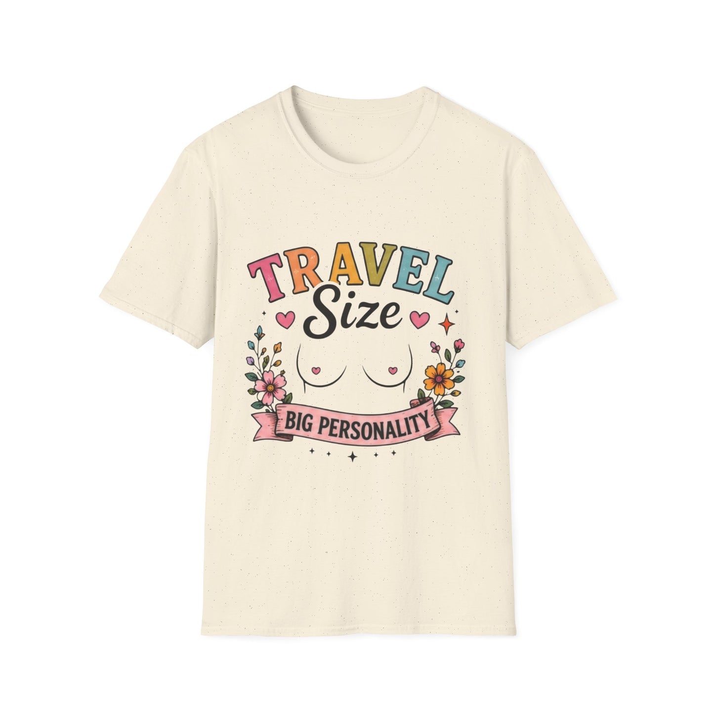 Travel Size Tee | Cute Retro Typography, Floral Boho Bust Illustration