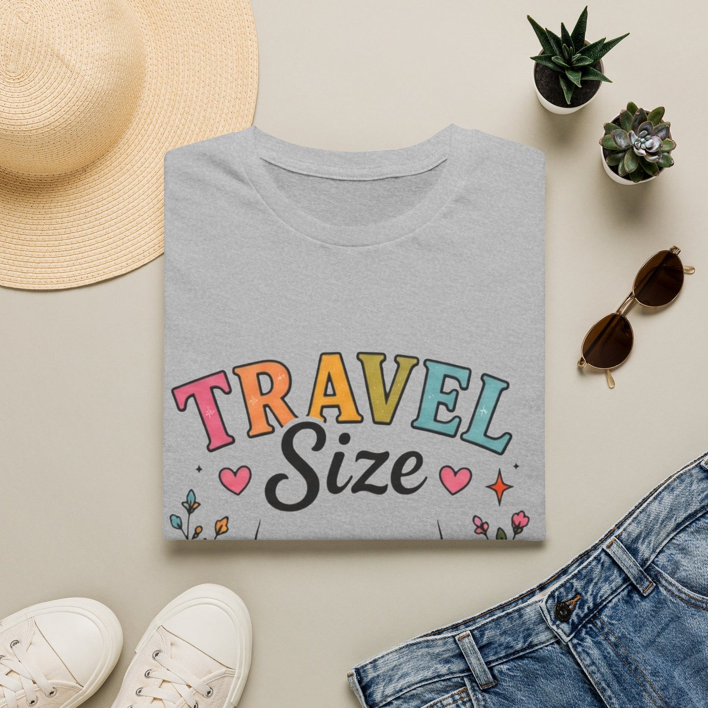 Travel Size Tee | Cute Retro Typography, Floral Boho Bust Illustration