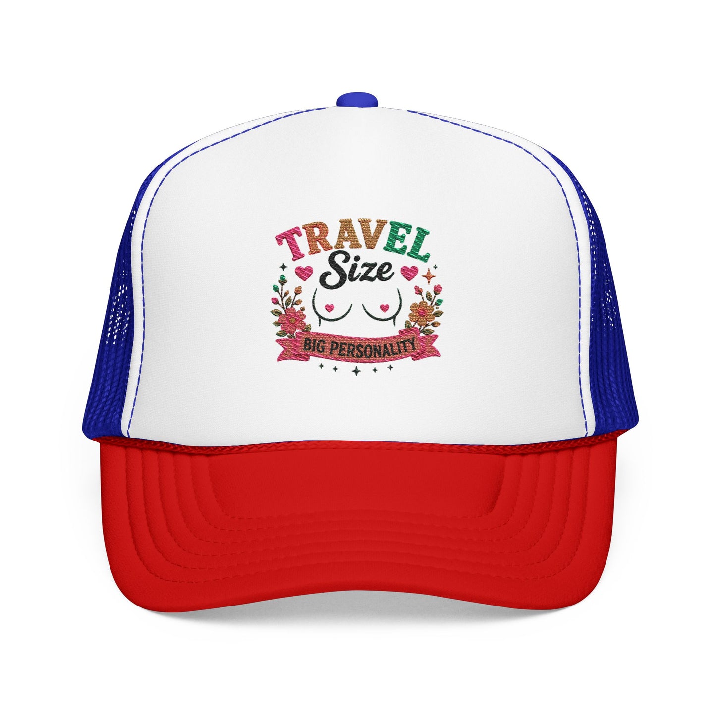 Travel Cat Floral Patch Foam Trucker Hat | Cute Kawaii Cat, Adventure Badge