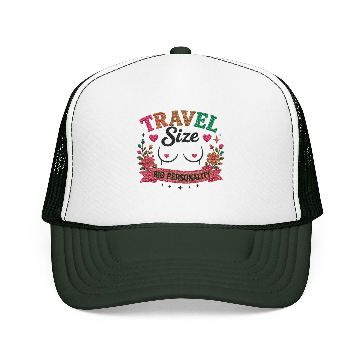 Travel Cat Floral Patch Foam Trucker Hat | Cute Kawaii Cat, Adventure Badge