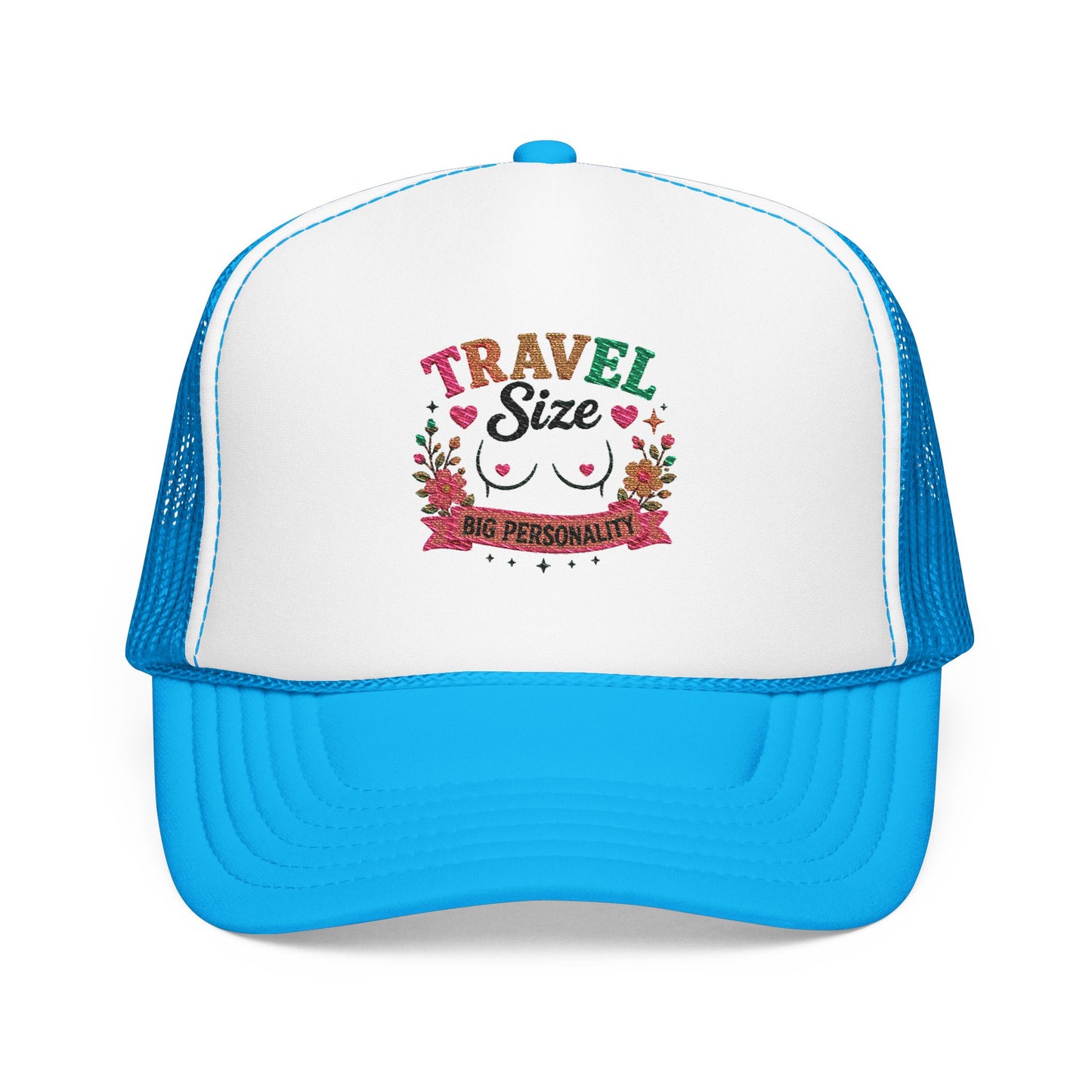 Travel Cat Floral Patch Foam Trucker Hat | Cute Kawaii Cat, Adventure Badge