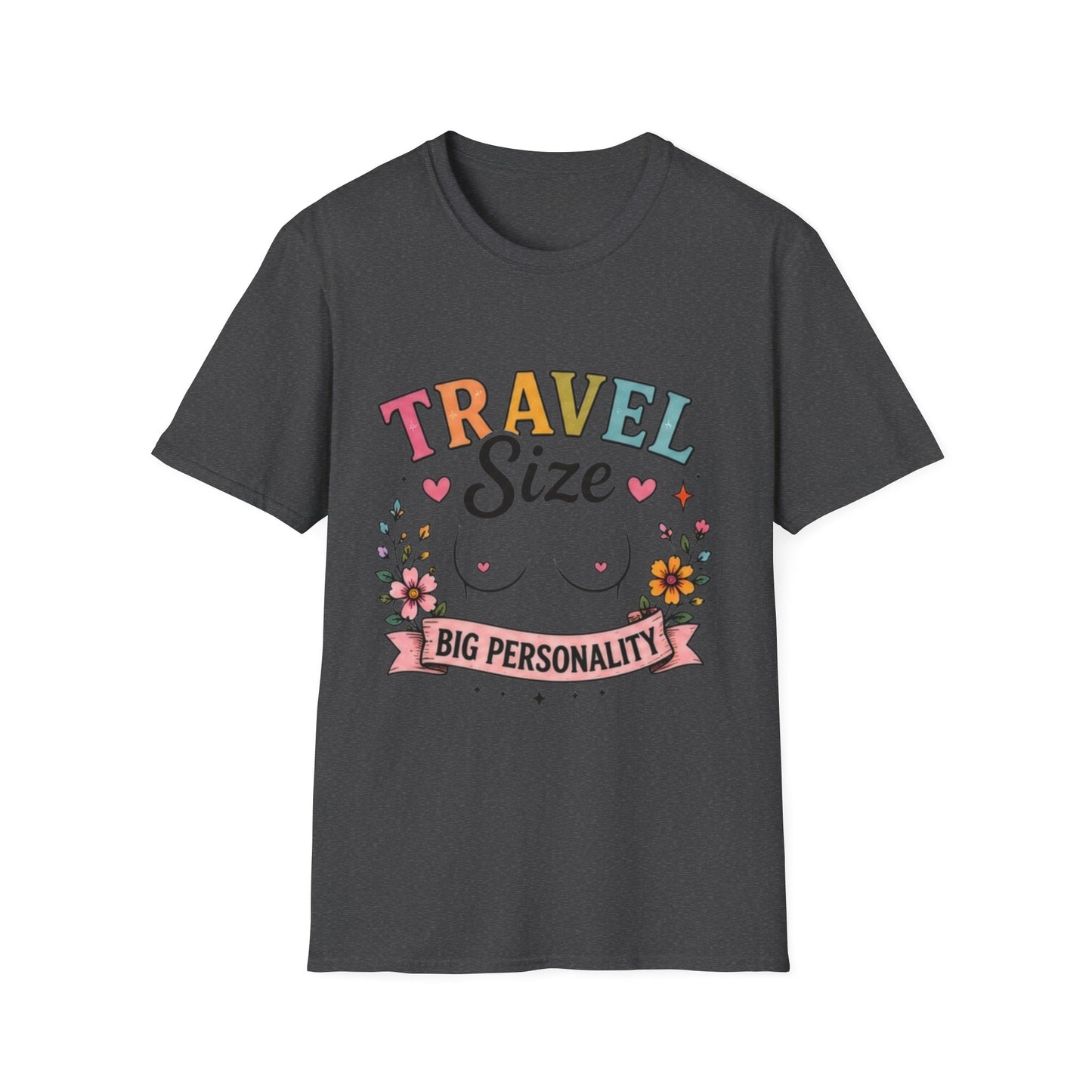 Travel Size Tee | Cute Retro Typography, Floral Boho Bust Illustration