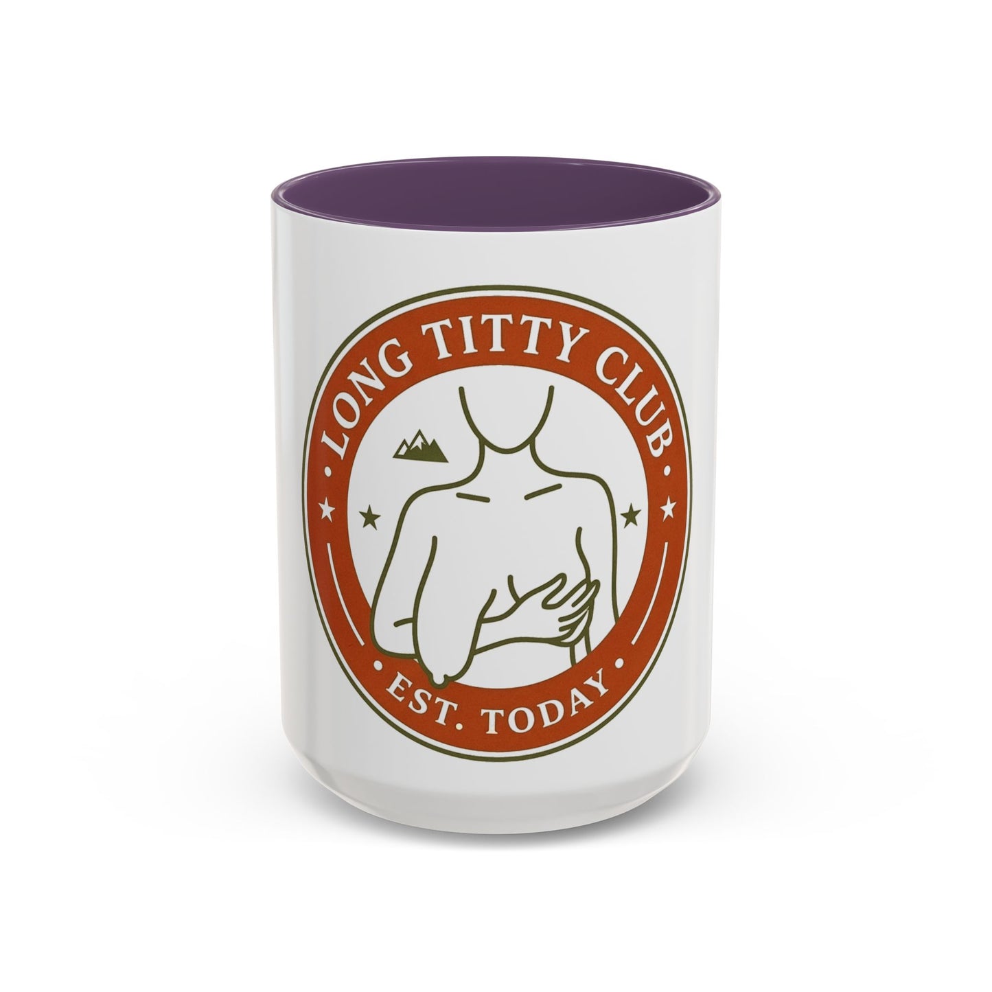 Long Titty Club Accent Coffee Mug — Funny Novelty 11/15oz Tea & Coffee Cup