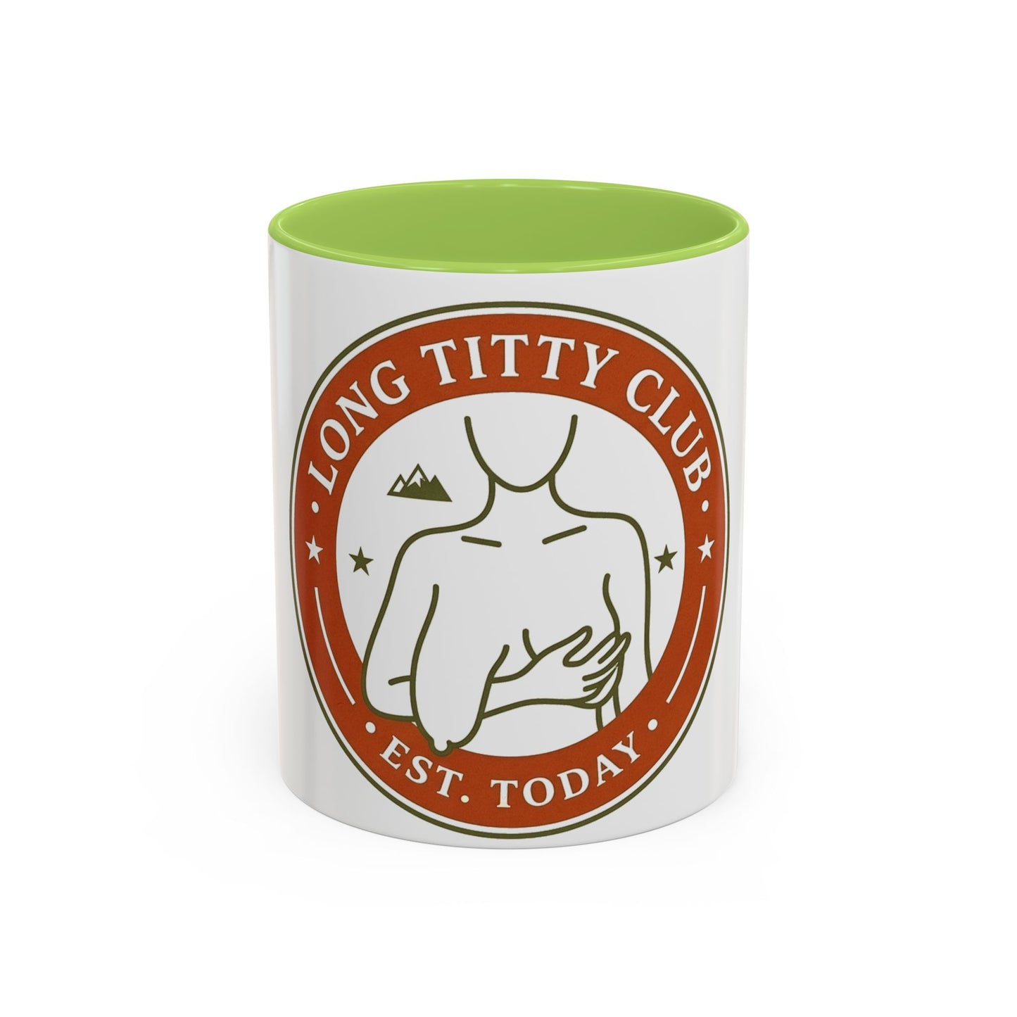 Long Titty Club Accent Coffee Mug — Funny Novelty 11/15oz Tea & Coffee Cup