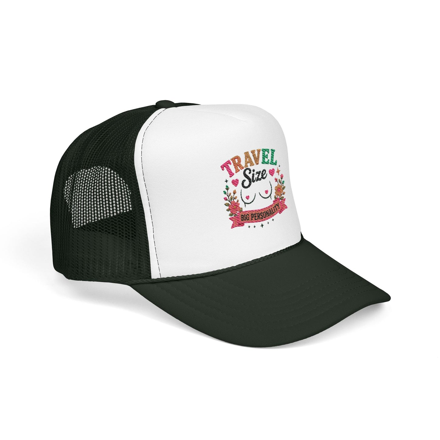 Travel Cat Floral Patch Foam Trucker Hat | Cute Kawaii Cat, Adventure Badge