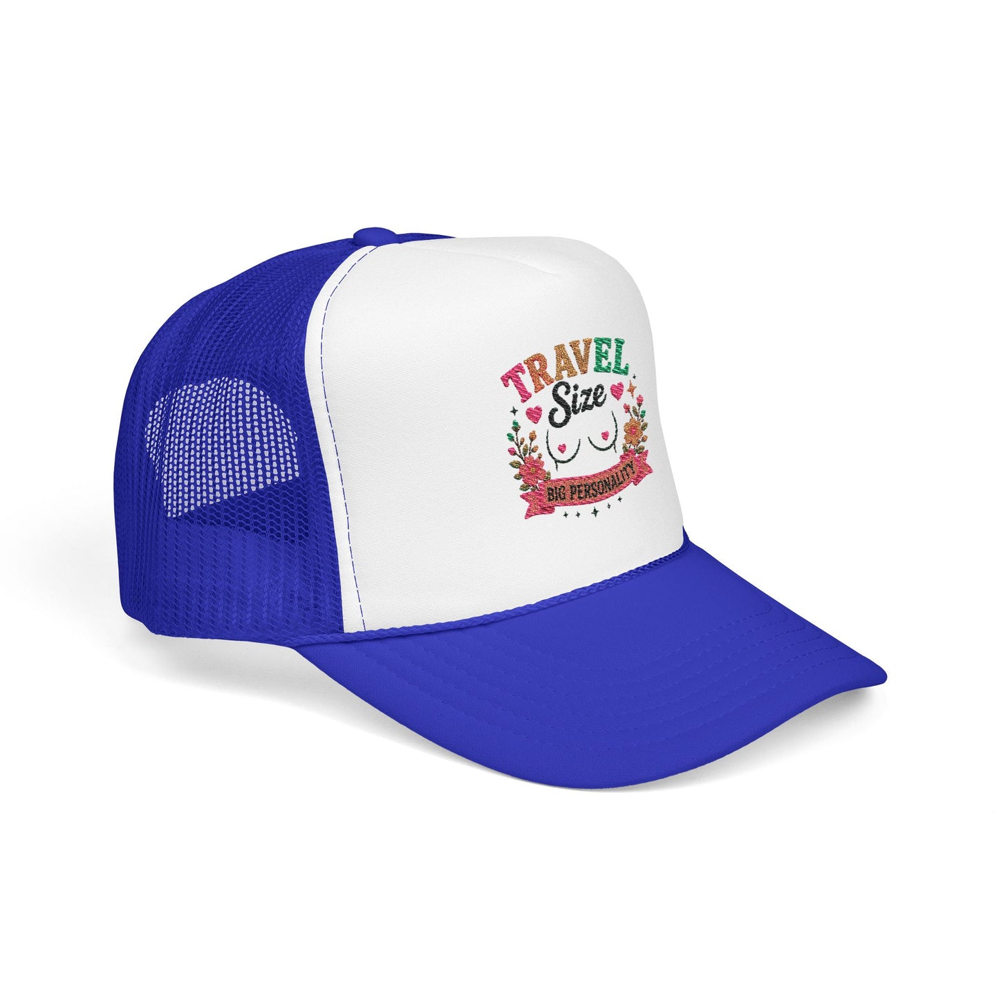 Travel Cat Floral Patch Foam Trucker Hat | Cute Kawaii Cat, Adventure Badge