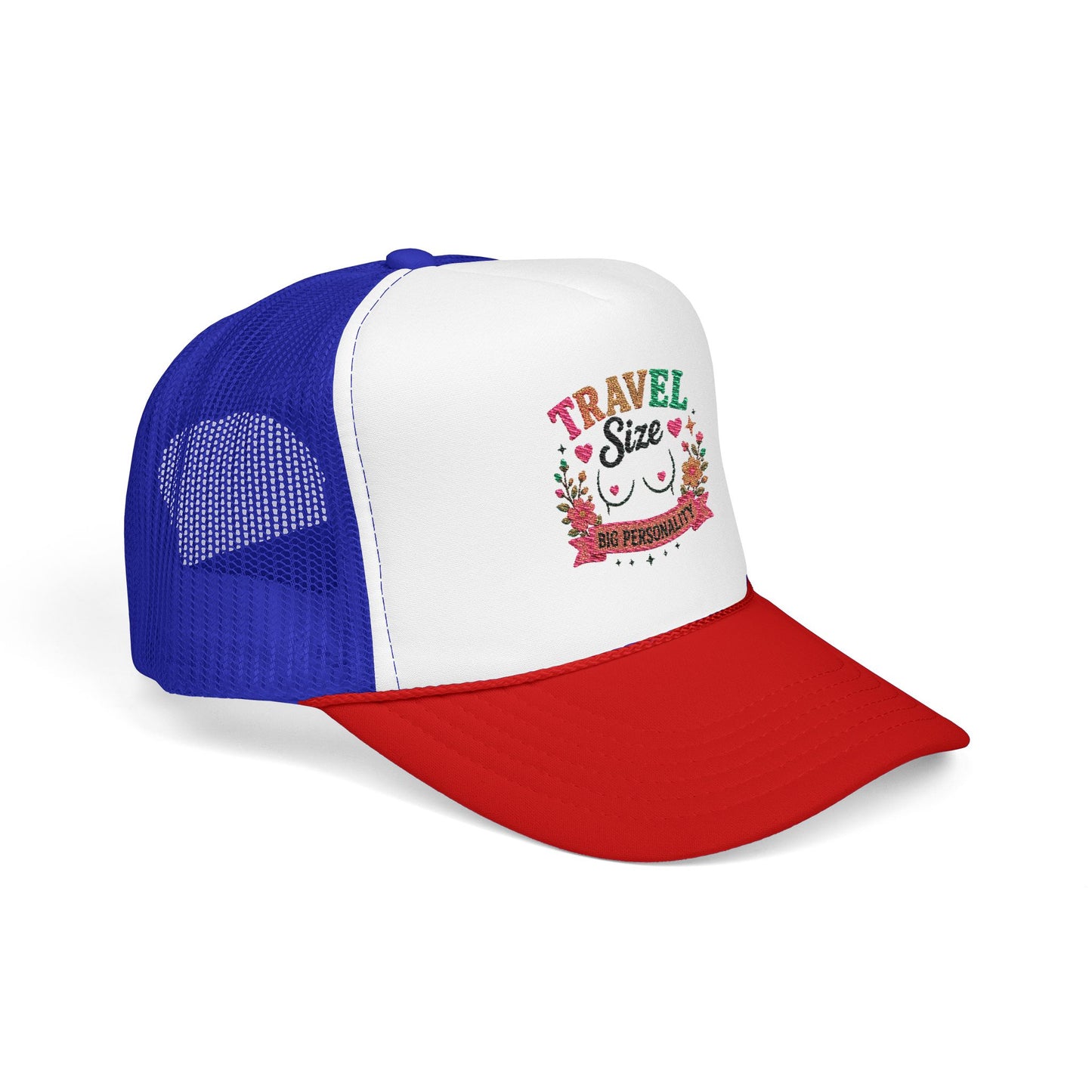 Travel Cat Floral Patch Foam Trucker Hat | Cute Kawaii Cat, Adventure Badge