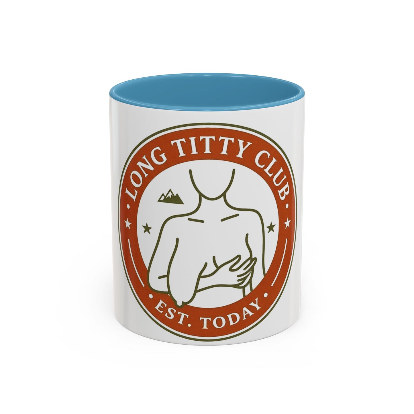 Long Titty Club Accent Coffee Mug — Funny Novelty 11/15oz Tea & Coffee Cup